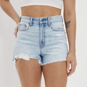 American Eagle Strigid Jean Shorts Distressed Curvy 90s Boyfriend Cutoffs sz6/28